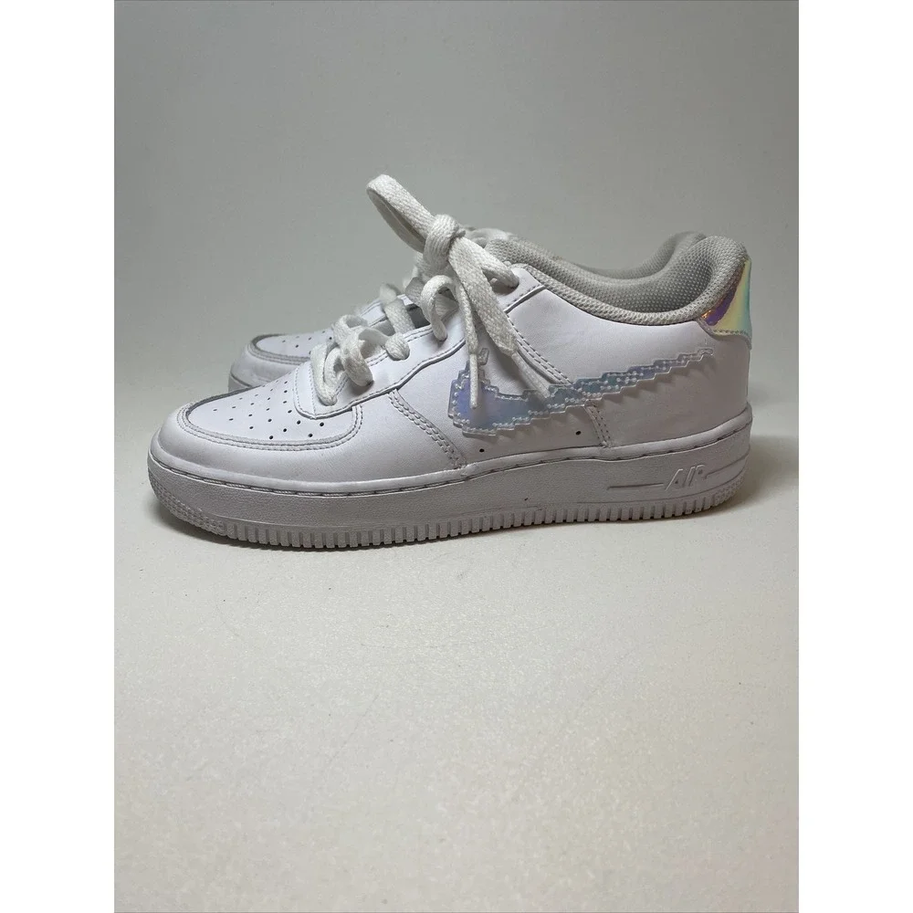 NIKE Air Force 1 Digital Swoosh Shoes - Iridescent‎ - Youth Size 4 - CW1577 100